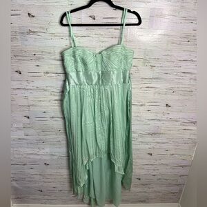 BCBGMAXAZARIA Alicia dress opaline green high low pleated size 10 NWT